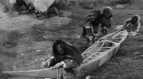 Nanook of the North - skinning a kayak