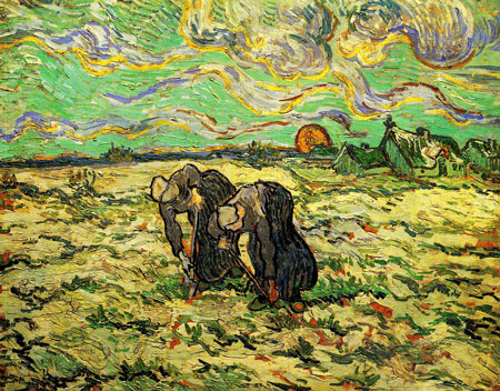 Two Peasant Women in Field in Snow, Van Gogh
