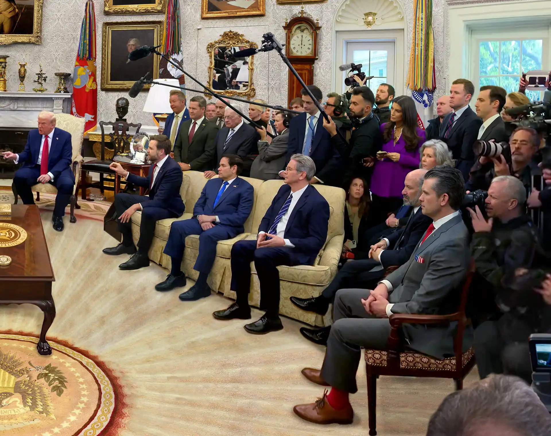 President Zelensky meets President Trump in the Oval Office, Feb 28, 2025: the American delegation